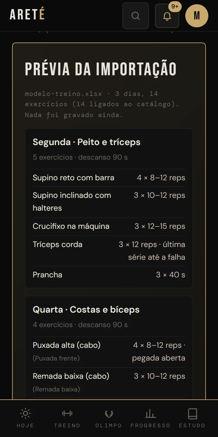 Prévia da importação